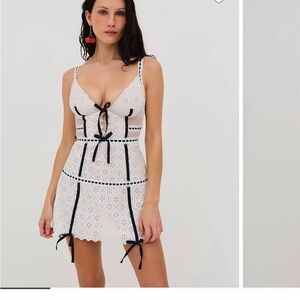 White and Black Eyelet Dress